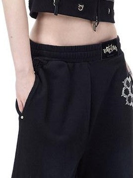PINKSPINK Camouflage Rhinestone Studded Cat Paw Women's Cotton Sweatpants
