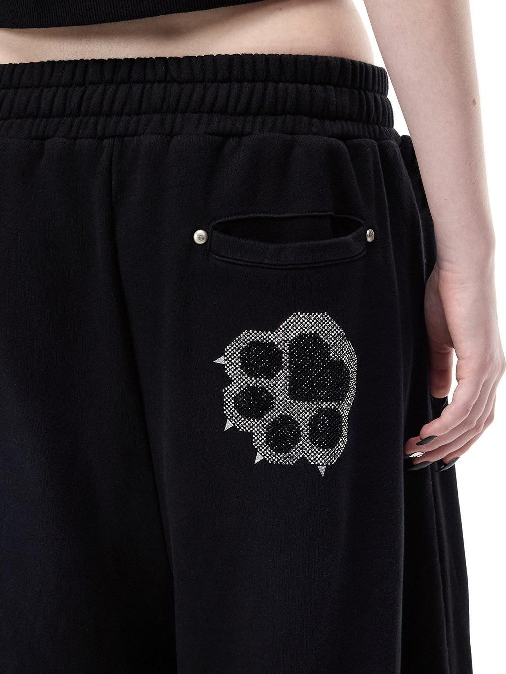PINKSPINK Camouflage Rhinestone Studded Cat Paw Women's Cotton Sweatpants