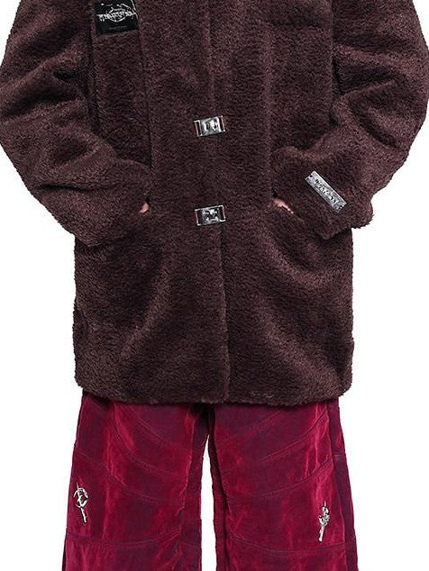 PINKSPINK Caramel 2 Button Boxy High Collar Women's Suede Fleece Jackets