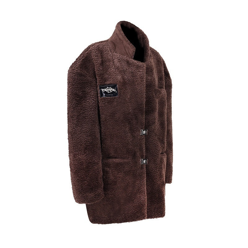 PINKSPINK_Caramel_Boxy_High_Collar_Two_Button_Women's_Suede_Fleece_Jackets_847682255125_MISSTT