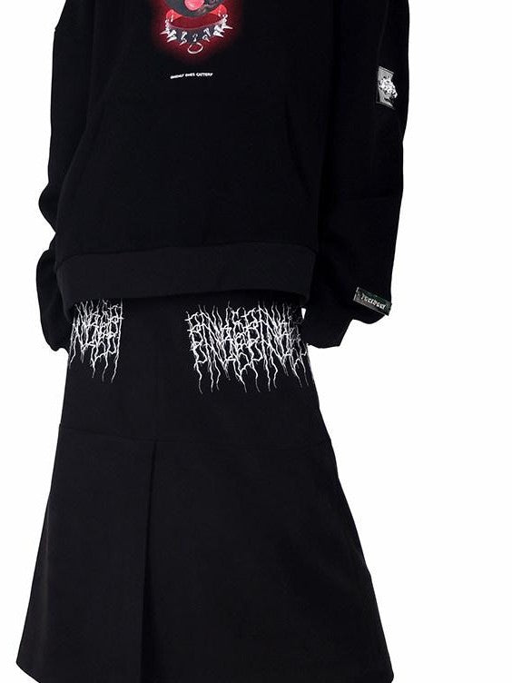 PINKSPINK Caramel Electric Thorn Embroidery A Line Zipper Women's Suede Maxi Skirts