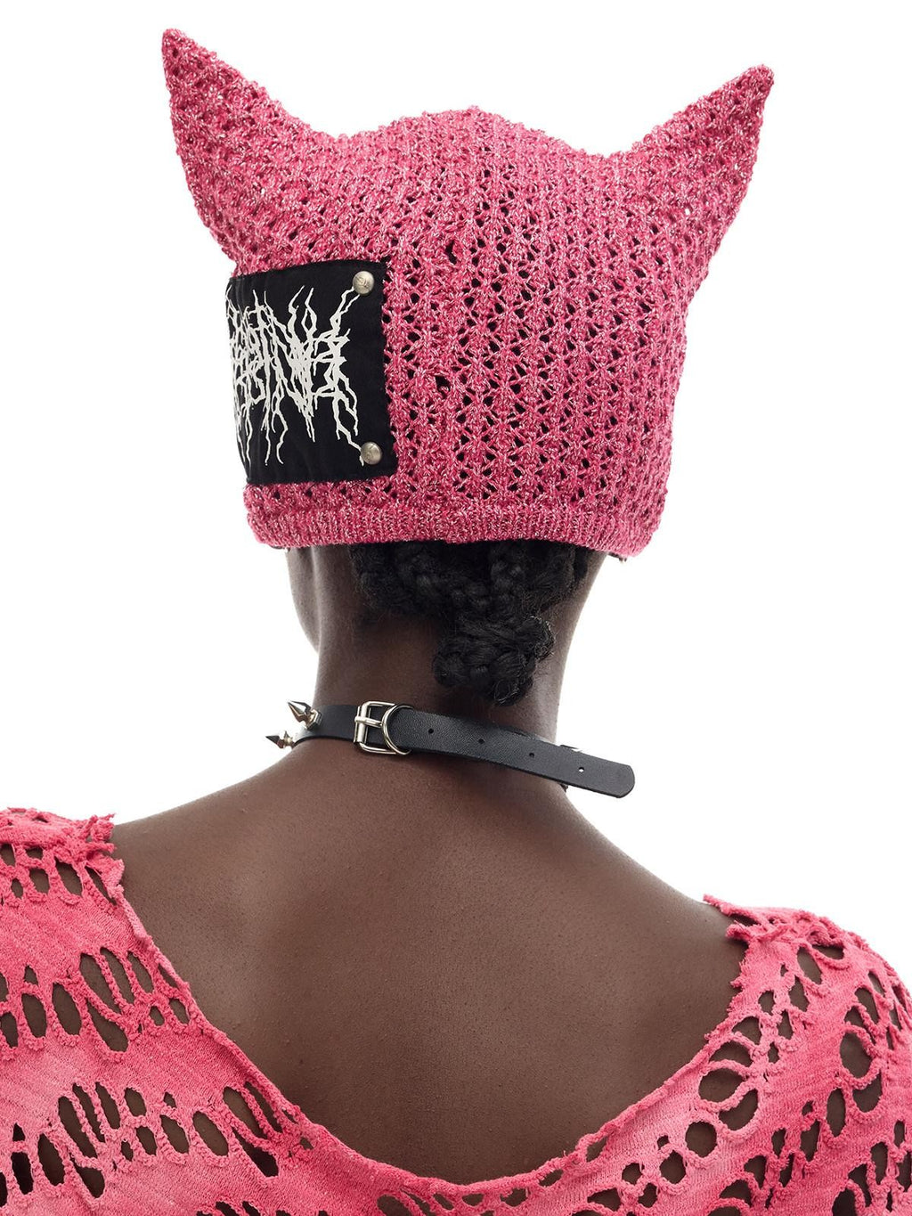 PINKSPINK Cat Ear Cutout Devil Letter Knitted Women's Yarn Knit Beanies