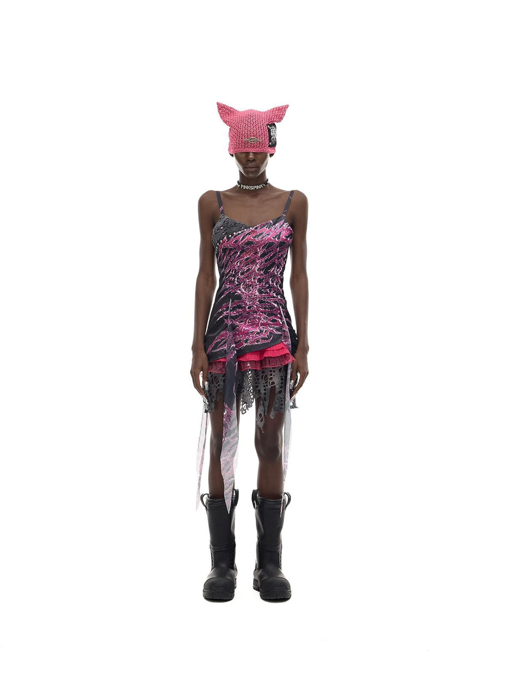 PINKSPINK Cat Ear Cutout Devil Letter Knitted Women's Yarn Knit Beanies