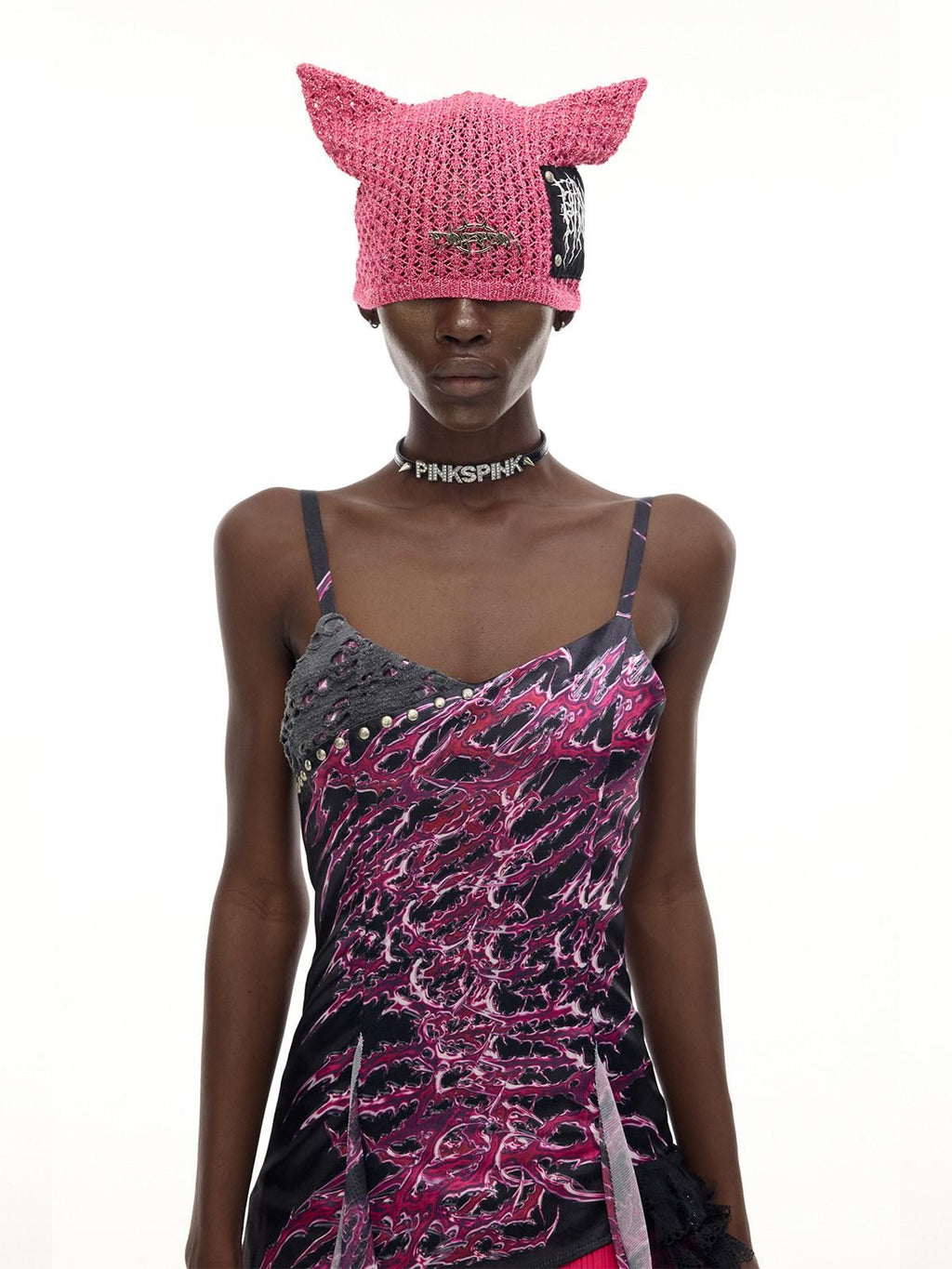 PINKSPINK Cat Ear Cutout Devil Letter Knitted Women's Yarn Knit Beanies