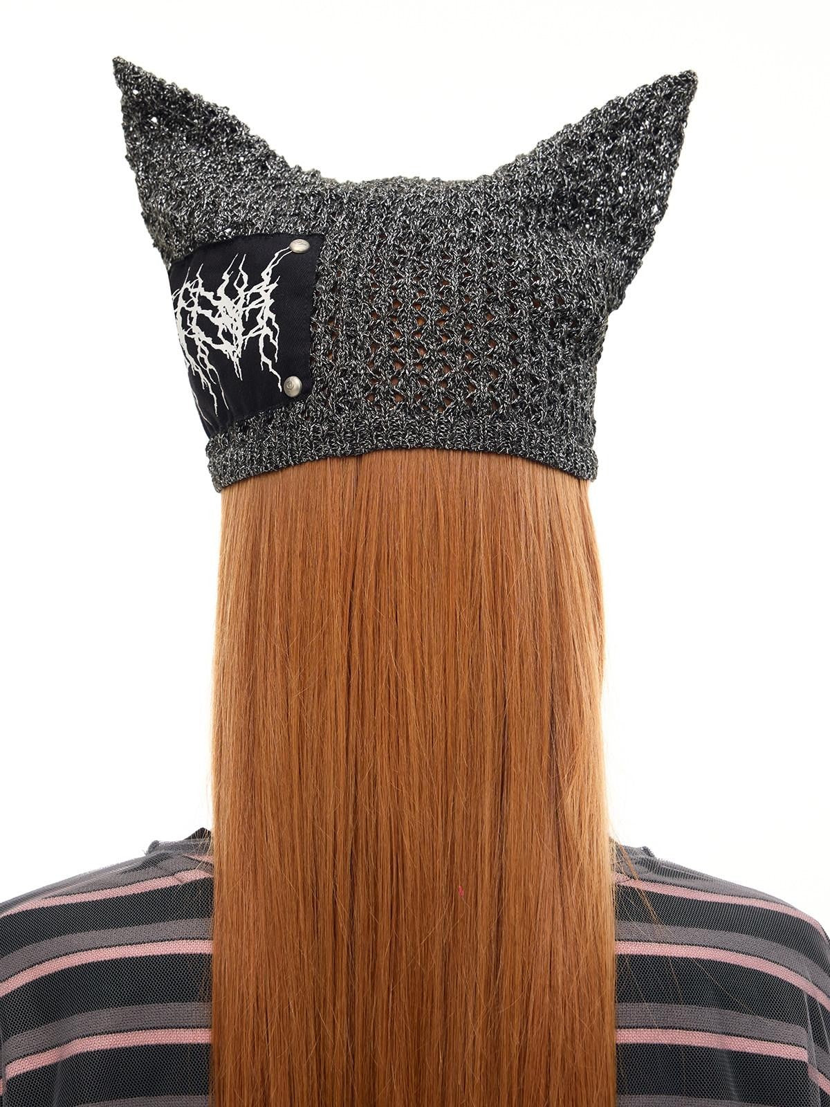 PINKSPINK Cat Ear Cutout Devil Letter Knitted Women's Yarn Knit Beanies