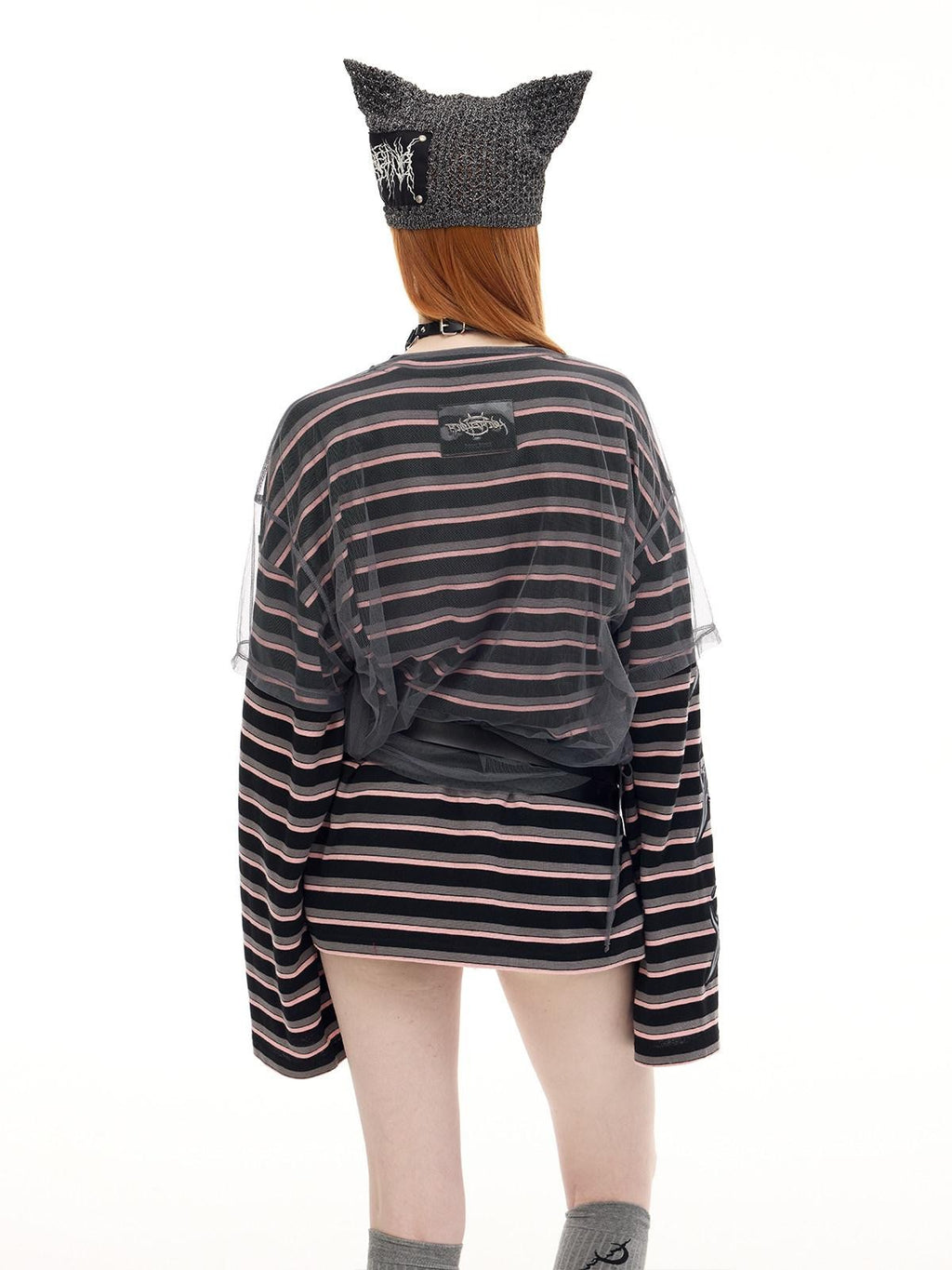 PINKSPINK Cat Ear Cutout Devil Letter Knitted Women's Yarn Knit Beanies