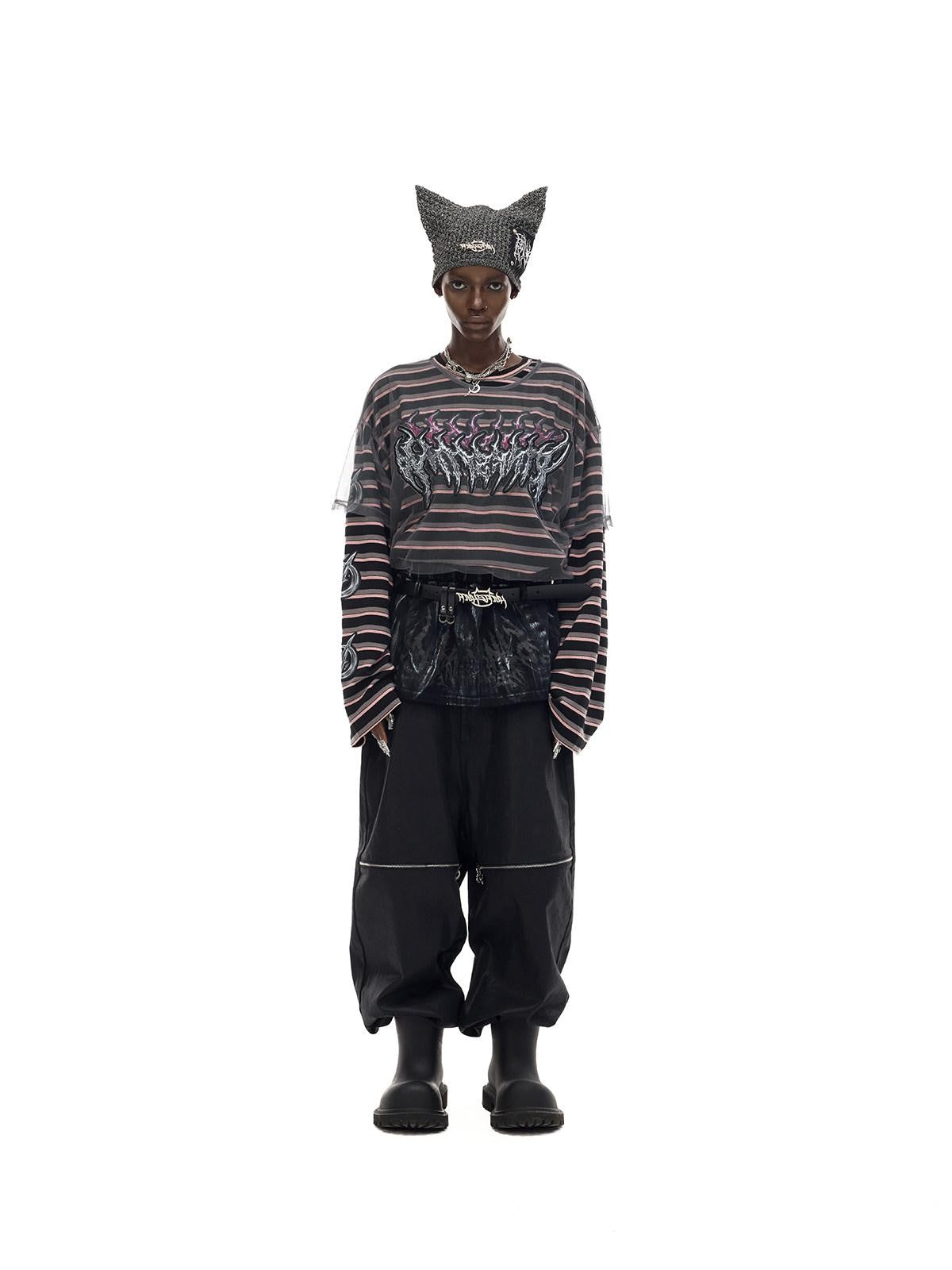 PINKSPINK Cat Ear Cutout Devil Letter Knitted Women's Yarn Knit Beanies