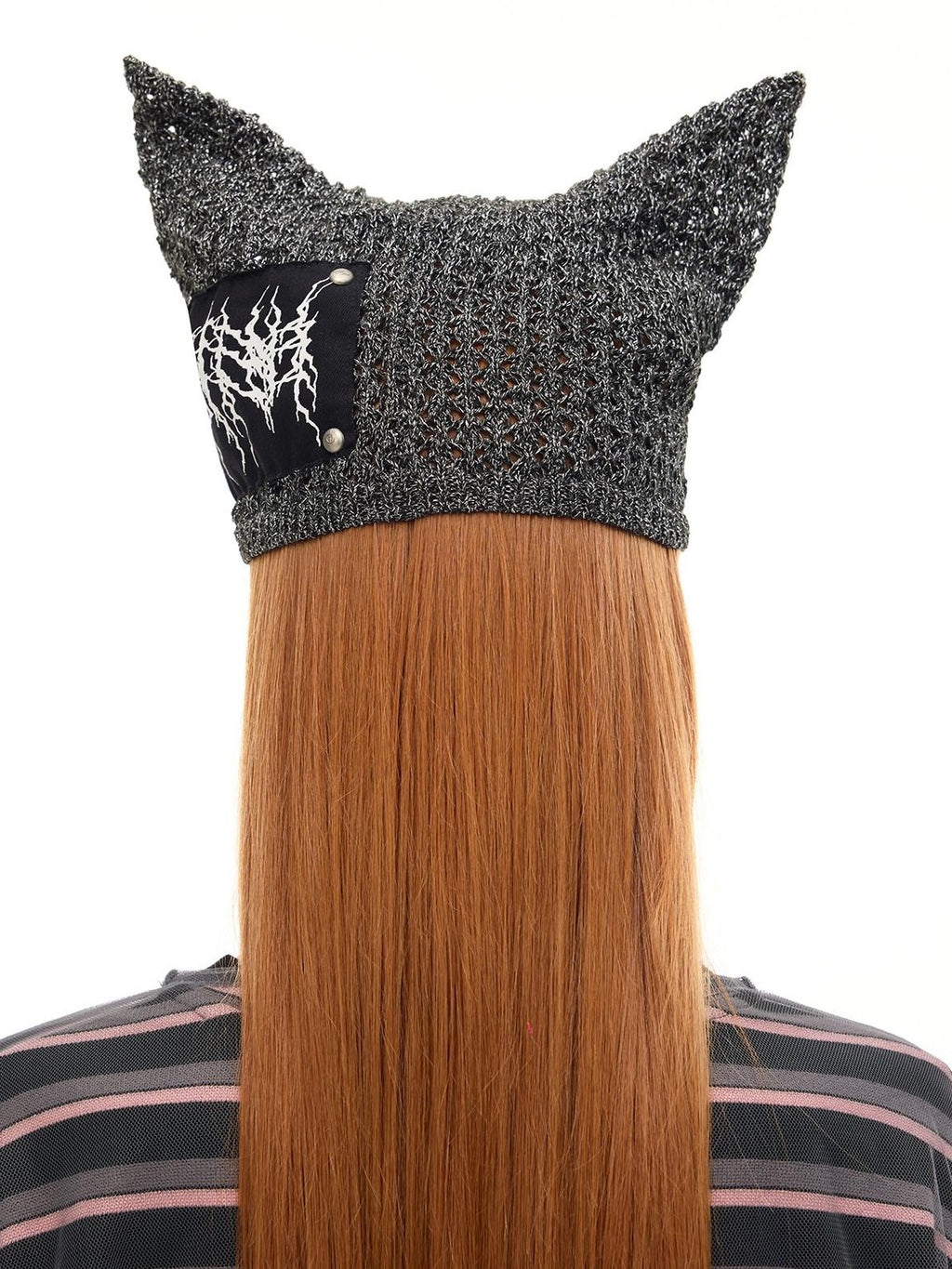 PINKSPINK Cat Ear Eyelet Lettering Knitted Mini Devil Women's Yarn Knit Beanies