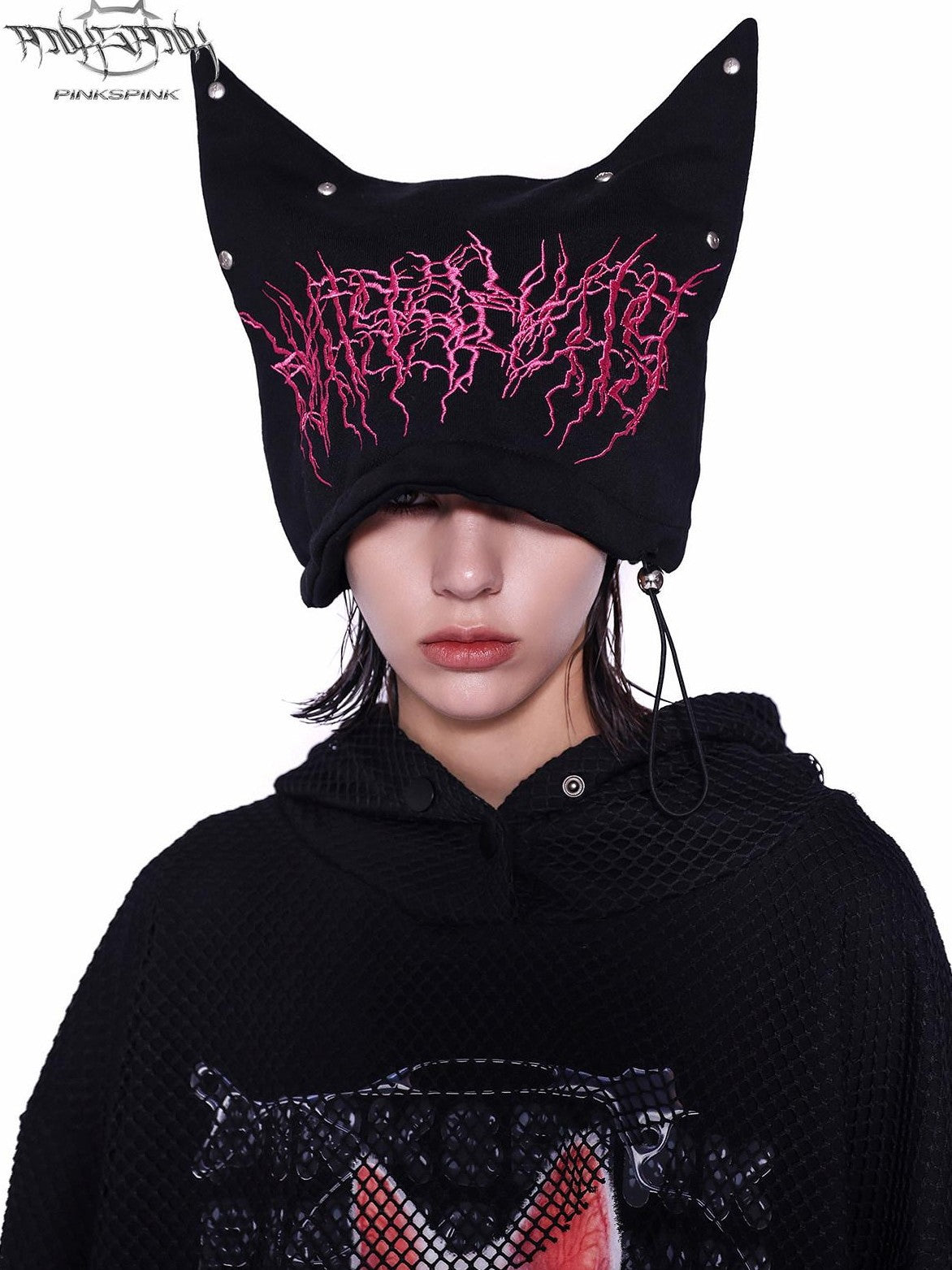 PINKSPINK Cat Ear Heavy Letter Embroidered Women's Cotton Knit Beanies
