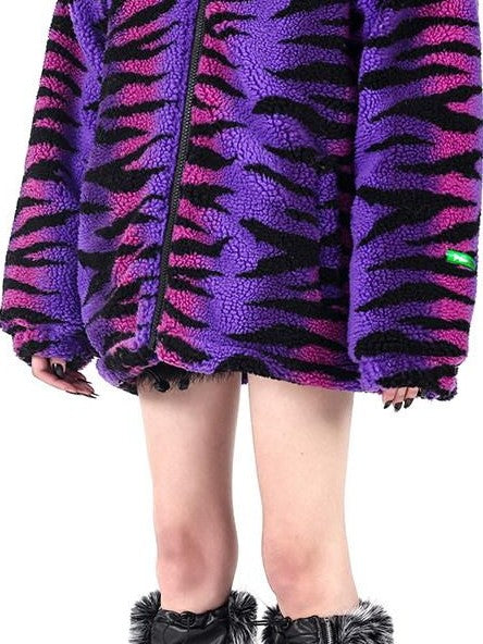 PINKSPINK Cat Ear Hood Tiger Print Loose Street Women's Cotton Filled Fleece Jackets