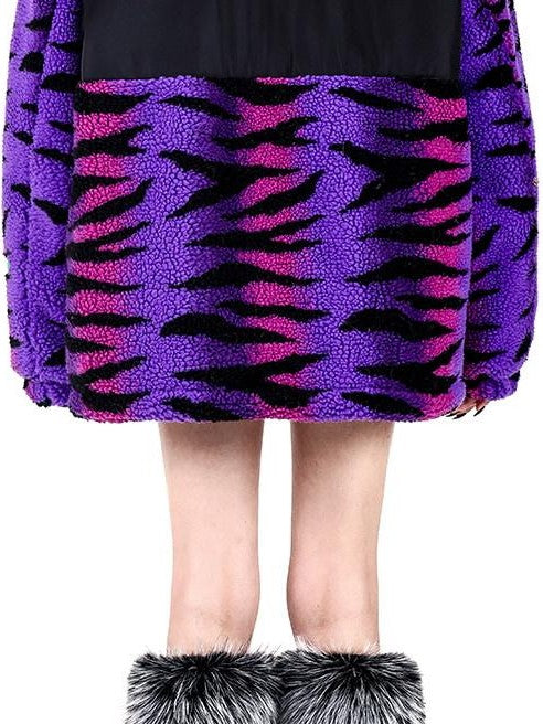 PINKSPINK Cat Ear Hood Tiger Print Loose Street Women's Cotton Filled Fleece Jackets