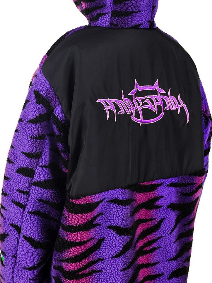PINKSPINK Cat Ear Hood Tiger Print Loose Street Women's Cotton Filled Fleece Jackets