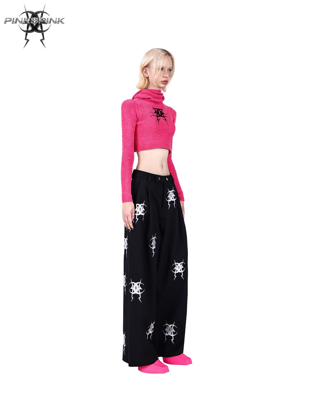 PINKSPINK Cat Ear Hooded Slim Cropped Printed Women's Cotton Sweaters