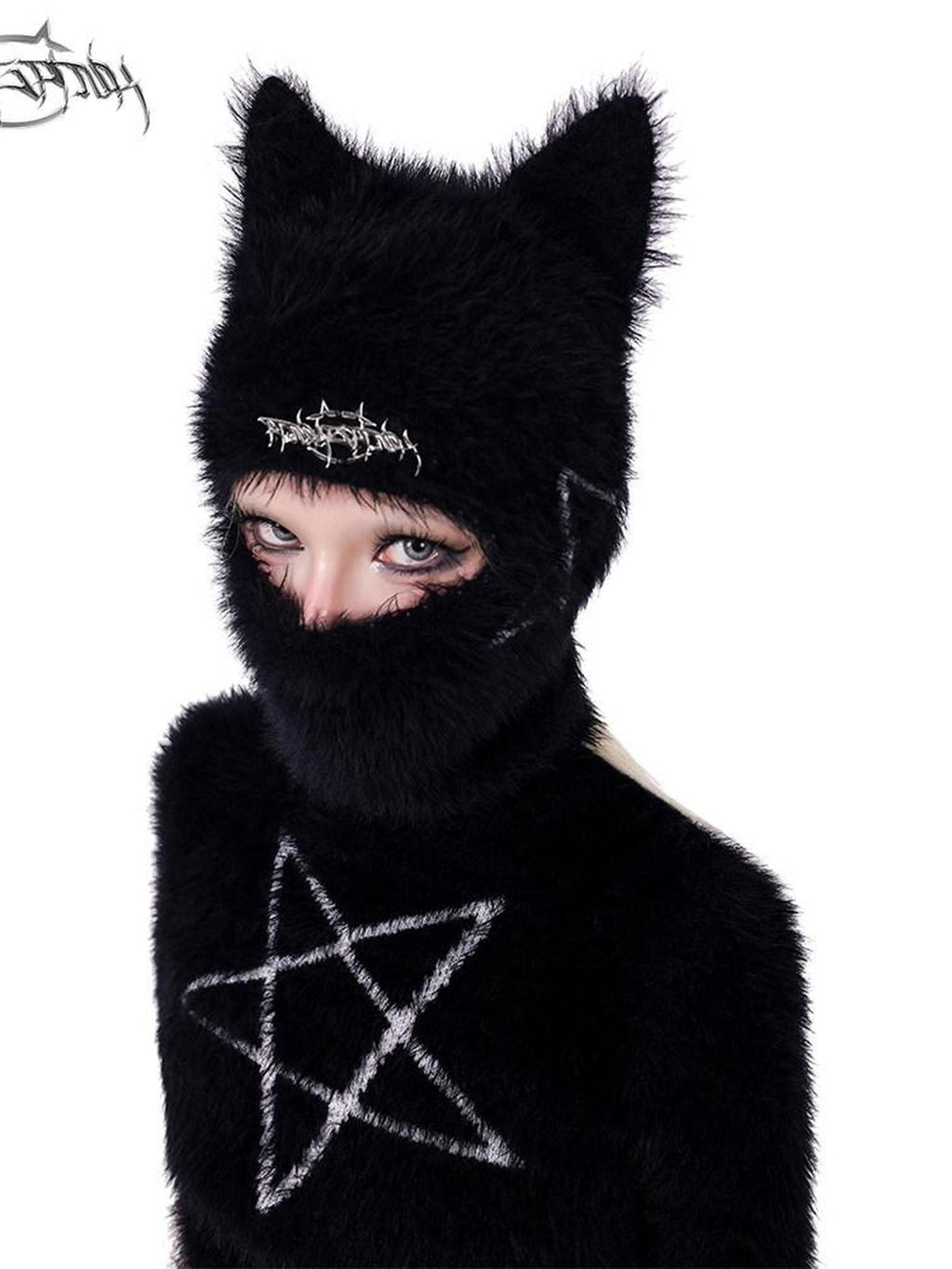 PINKSPINK Cat Ear Pentagram Balaclava Street Women's Cotton Knit Beanies