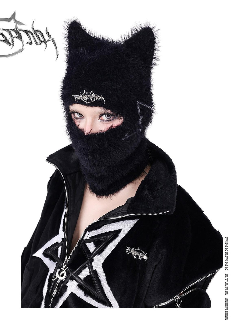 PINKSPINK Cat Ear Pentagram Balaclava Street Women's Cotton Knit Beanies