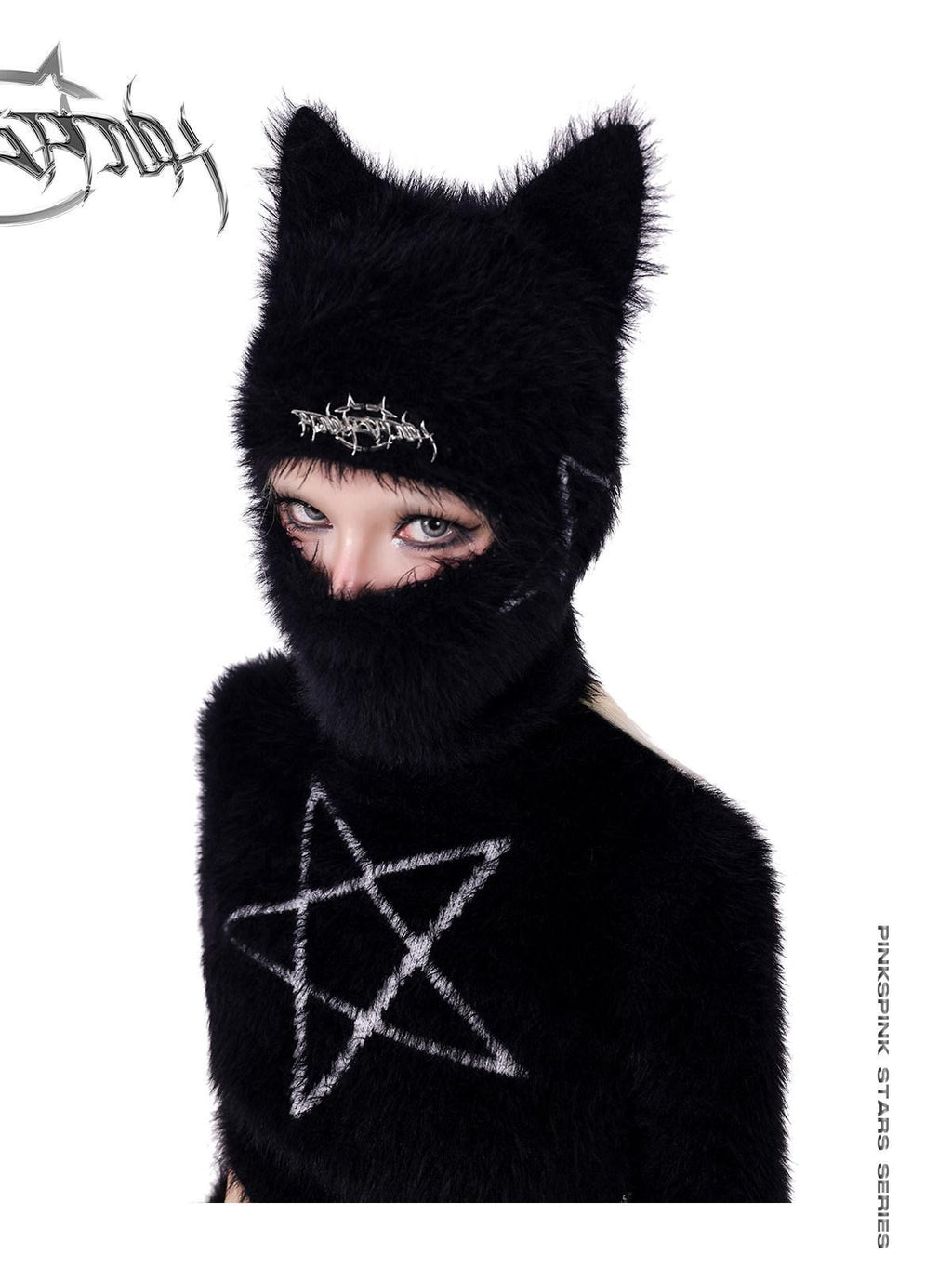 PINKSPINK Cat Ear Pentagram Balaclava Street Women's Cotton Knit Beanies