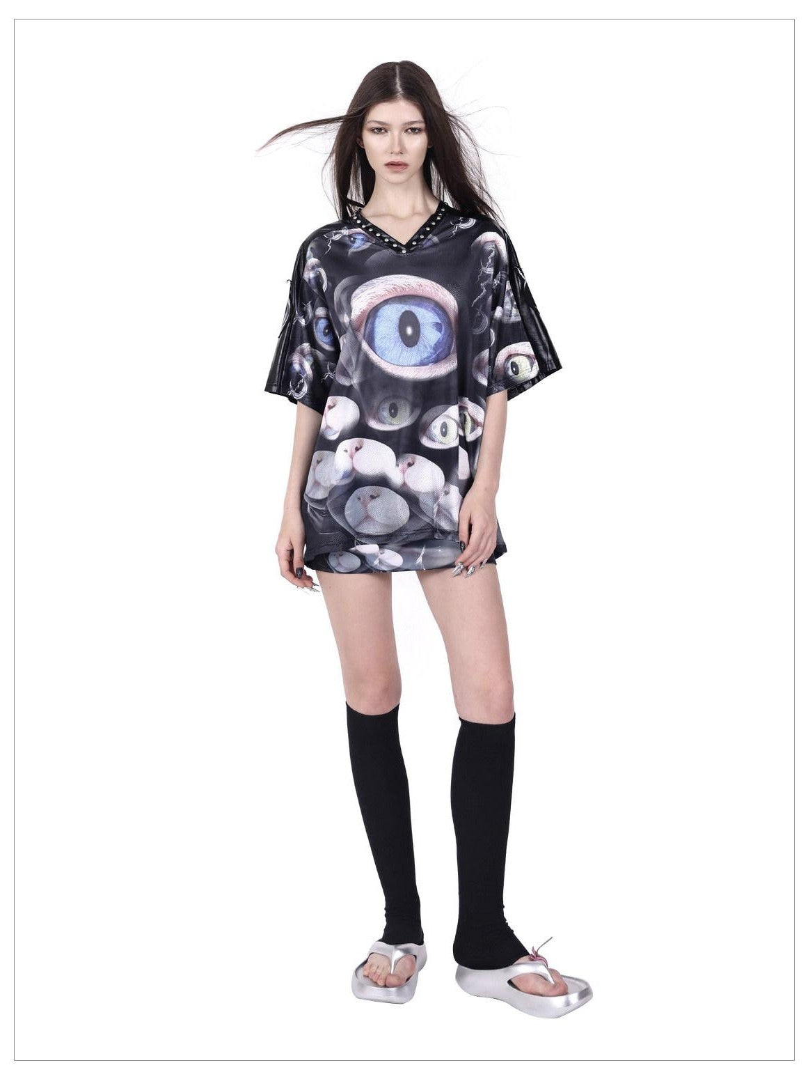 PINKSPINK Cat Eye Shimmer Digital Print A Line Women's Polyester Mini Skirts