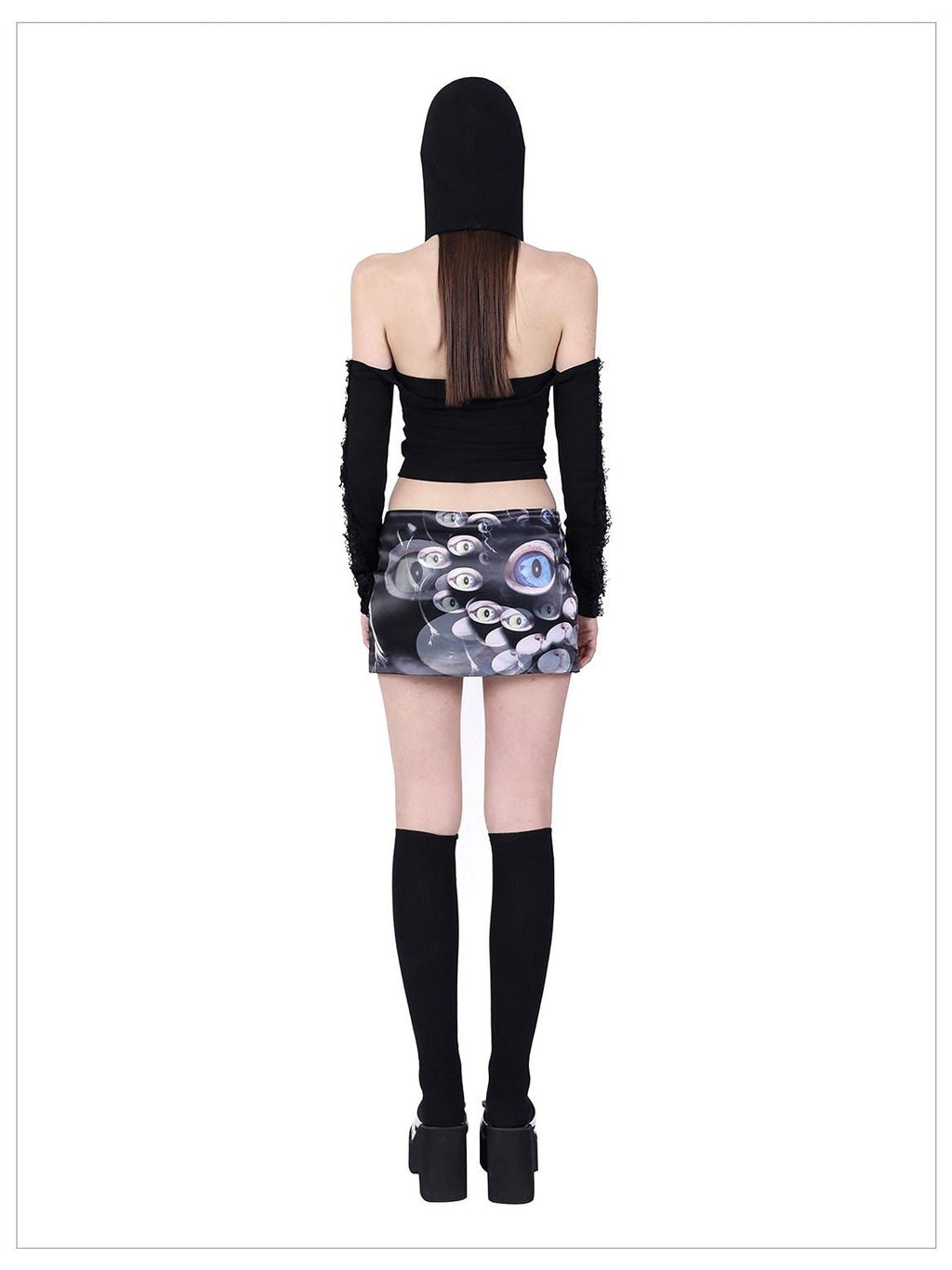 PINKSPINK Cat Eye Shimmer Digital Print A Line Women's Polyester Mini Skirts