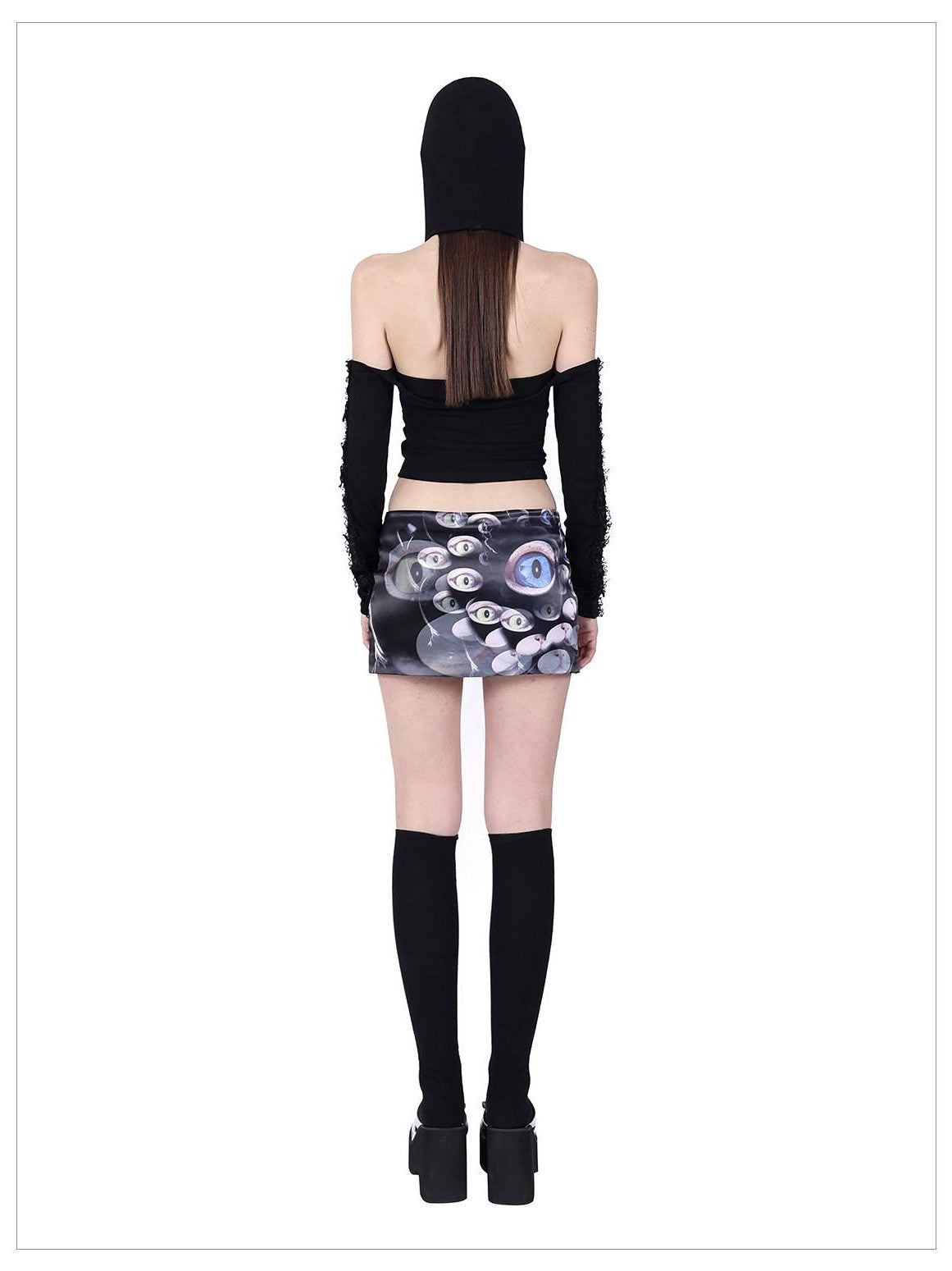 PINKSPINK Cat Eye Shimmer Digital Print A Line Women's Polyester Mini Skirts