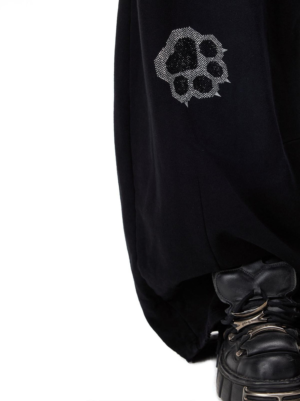 PINKSPINK Cat Paw Rhinestone Embroidered Camo Studded Women's Cotton Sweatpants