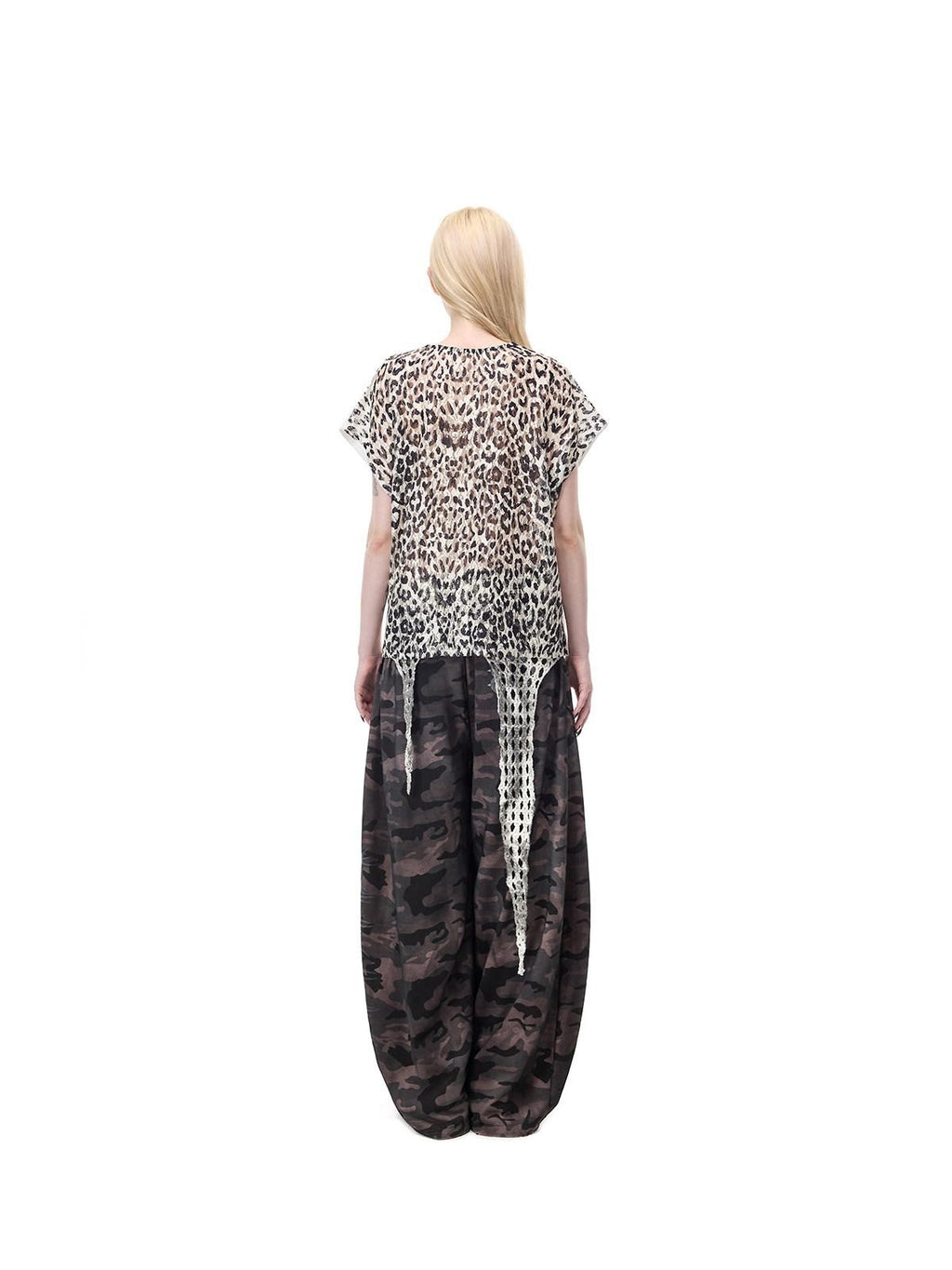 PINKSPINK Cat Skeleton Punk Leopard Patchwork Women's Short Sleeve T-shirts