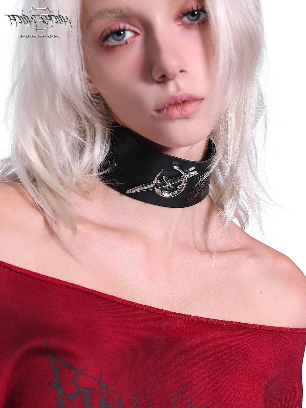 PINKSPINK Celestial Star Moon Punk Rock Multi Layer Alloy Pendant Women's Leather Chokers