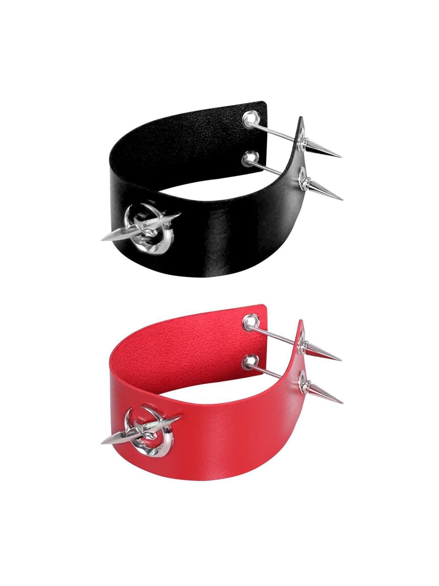 PINKSPINK Celestial Star Moon Punk Rock Multi Layer Alloy Pendant Women's Leather Chokers