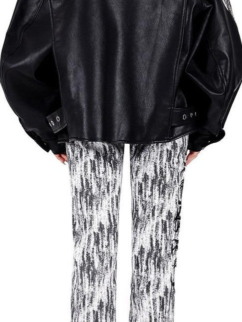 PINKSPINK Cobra Print Drop Shoulder Blazer Collar Women's Patent Pu Leather Jackets