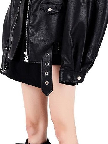 PINKSPINK Cobra Print Drop Shoulder Blazer Collar Women's Patent Pu Leather Jackets
