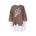 PINKSPINK_Coffee_Brown_Ripped_Layered_Geo_Print_Women's_Mesh_Short_Sleeve_T-shirts_788700300113_MISSTT