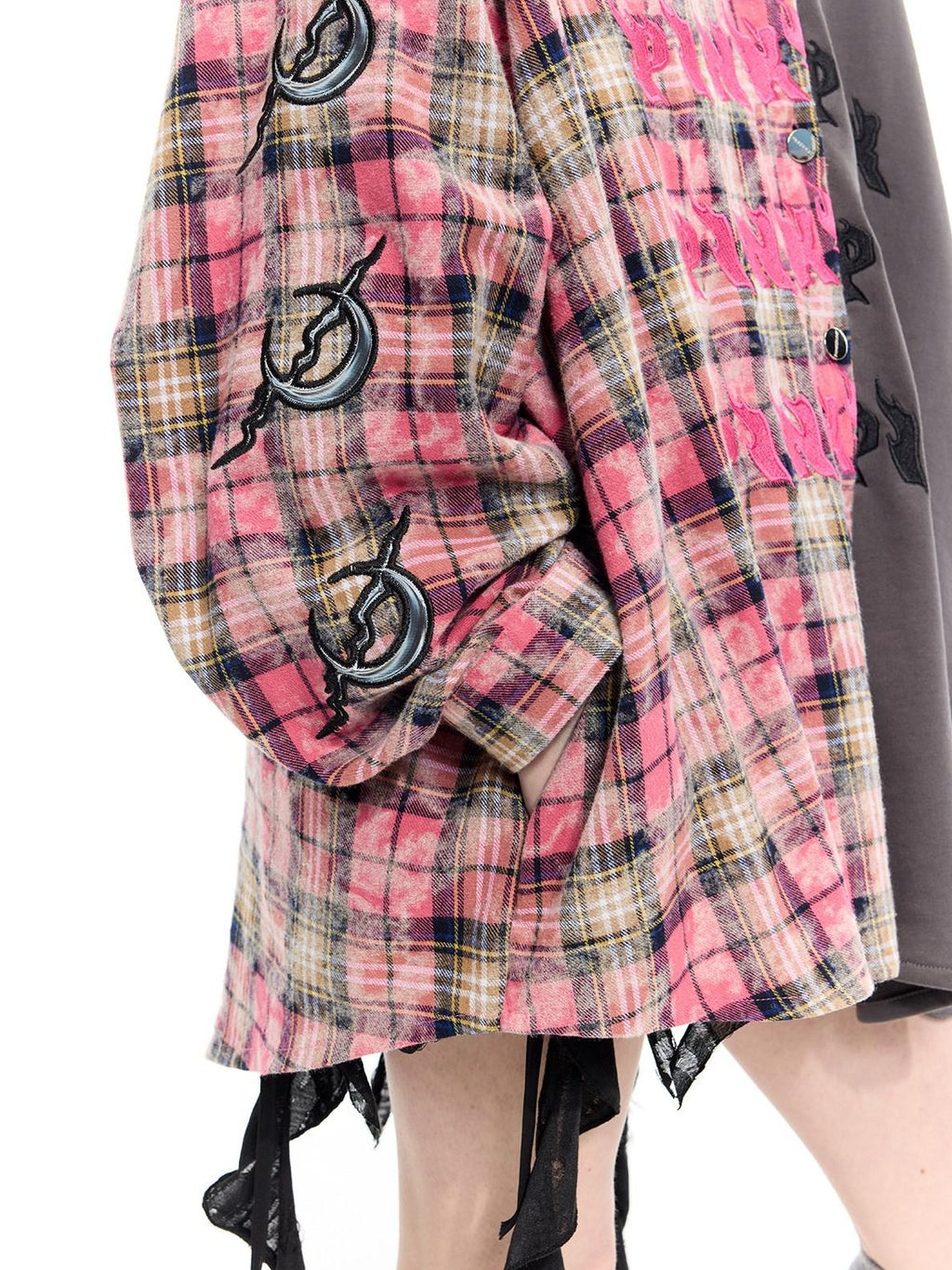 PINKSPINK Colorblock Patchwork Embroidered Hooded Women's Cotton Tunic Blouses