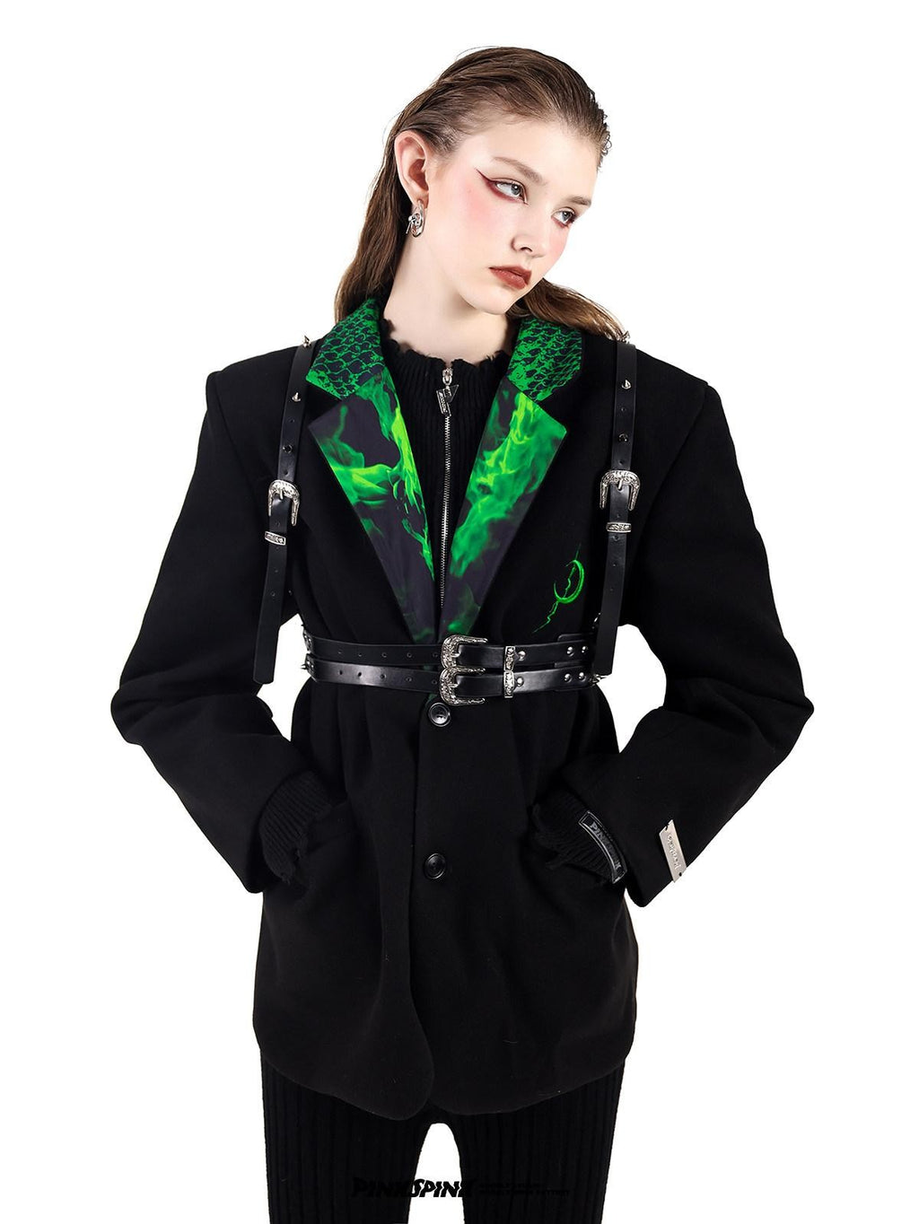 PINKSPINK Colorblock Reversible Oversized Straight Single Breasted Women's Blazers