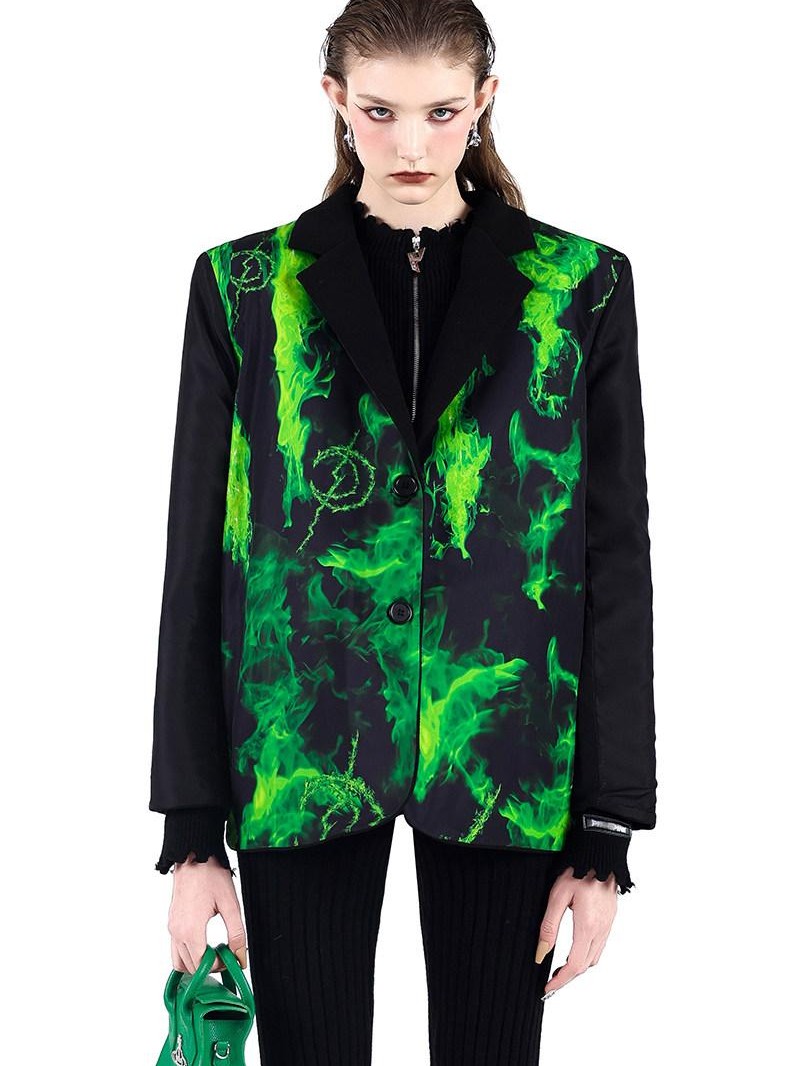 PINKSPINK Colorblock Reversible Oversized Straight Single Breasted Women's Blazers