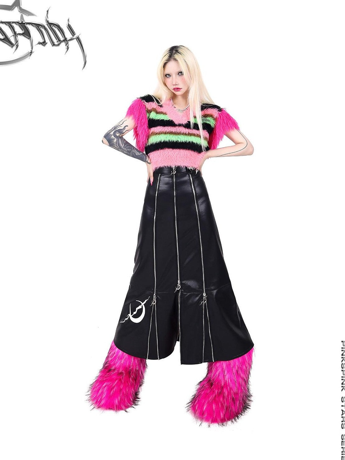 PINKSPINK Colorblock Striped Knitted V-neck Women's Cotton Short Vests
