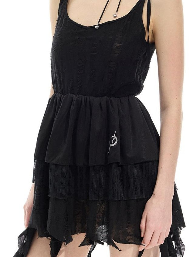 PINKSPINK Convertible Asymmetric Embroidered A Line Women's Polyester Slip Mini Dresses