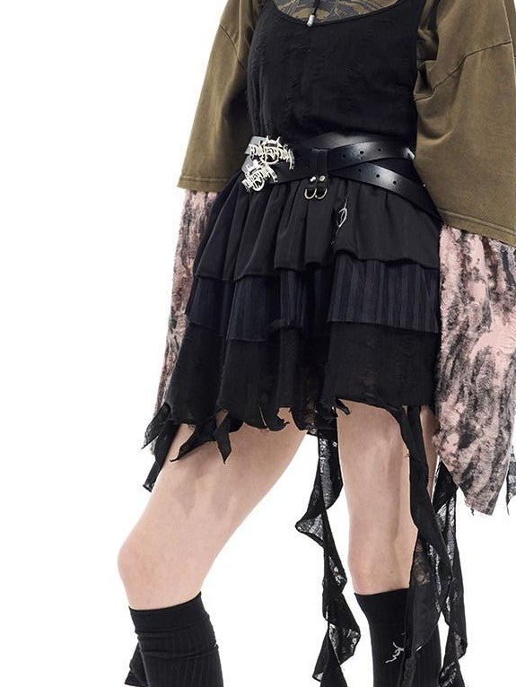 PINKSPINK Convertible Asymmetric Embroidered A Line Women's Polyester Slip Mini Dresses