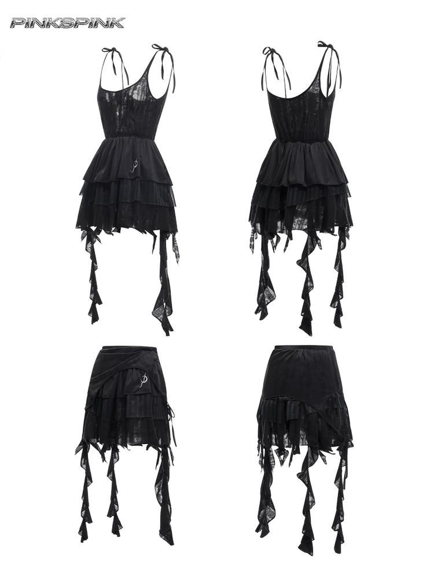 PINKSPINK Convertible Asymmetric Embroidered A Line Women's Polyester Slip Mini Dresses