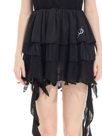 PINKSPINK Convertible Asymmetric Embroidered A Line Women's Polyester Slip Mini Dresses