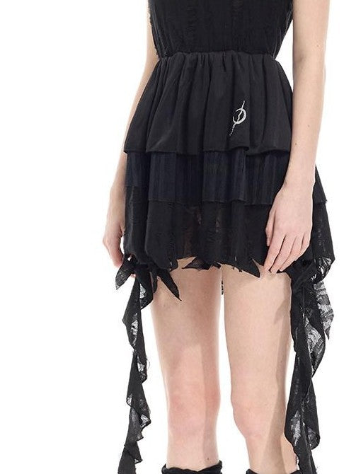 PINKSPINK Convertible Asymmetric Embroidered A Line Women's Polyester Slip Mini Dresses