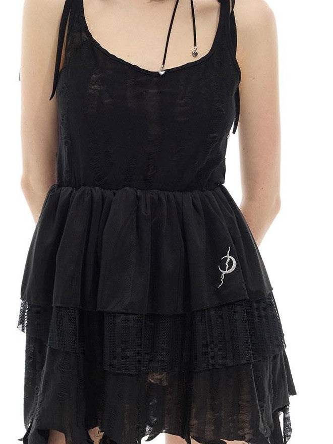PINKSPINK Convertible Asymmetric Embroidered A Line Women's Polyester Slip Mini Dresses