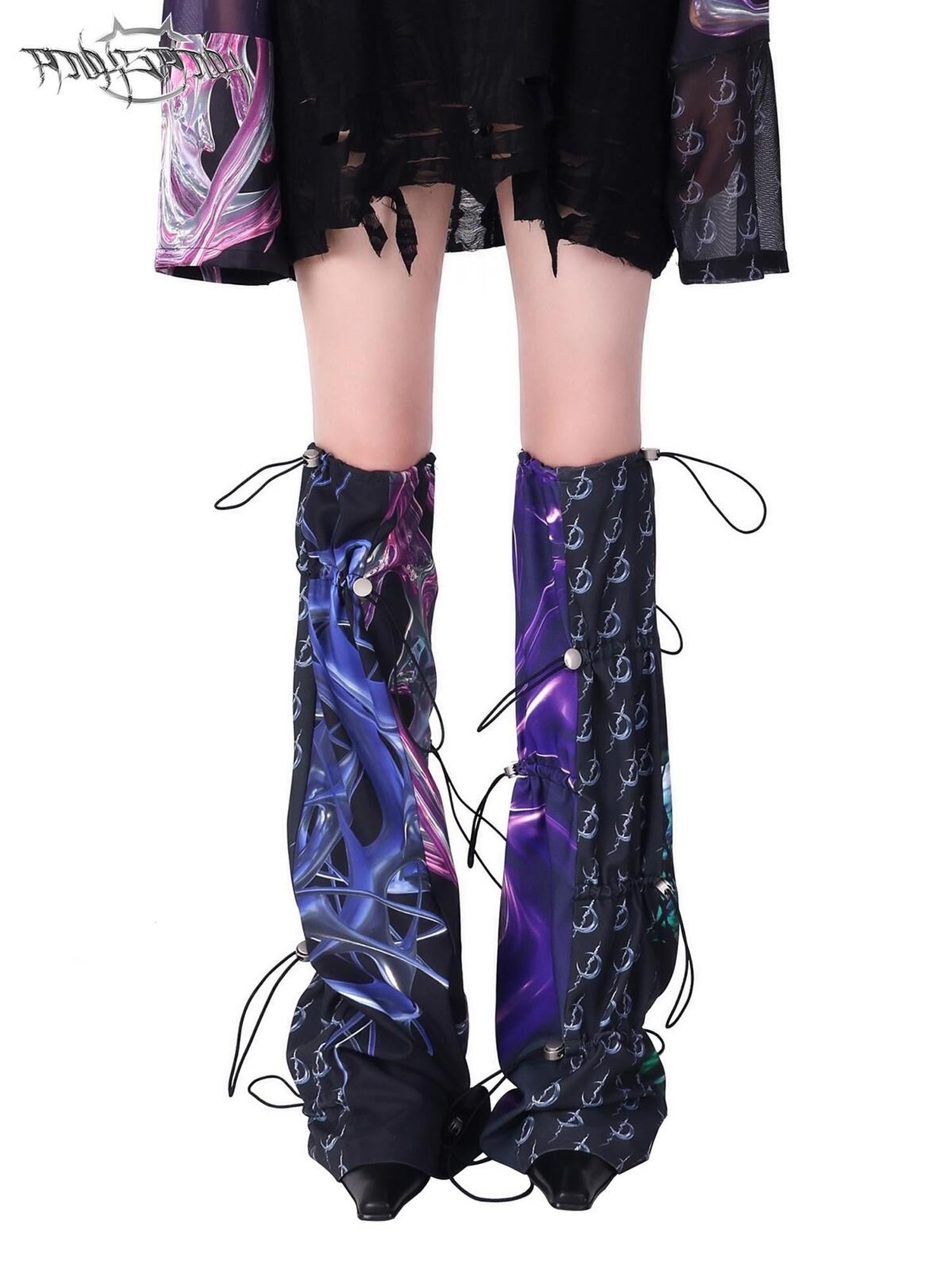 PINKSPINK Cosmic Impact Asymmetric Patchwork Convertible Y2k Women's Leg Warmers