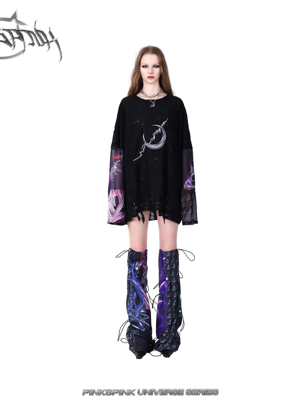 PINKSPINK Cosmic Impact Asymmetric Patchwork Convertible Y2k Women's Leg Warmers
