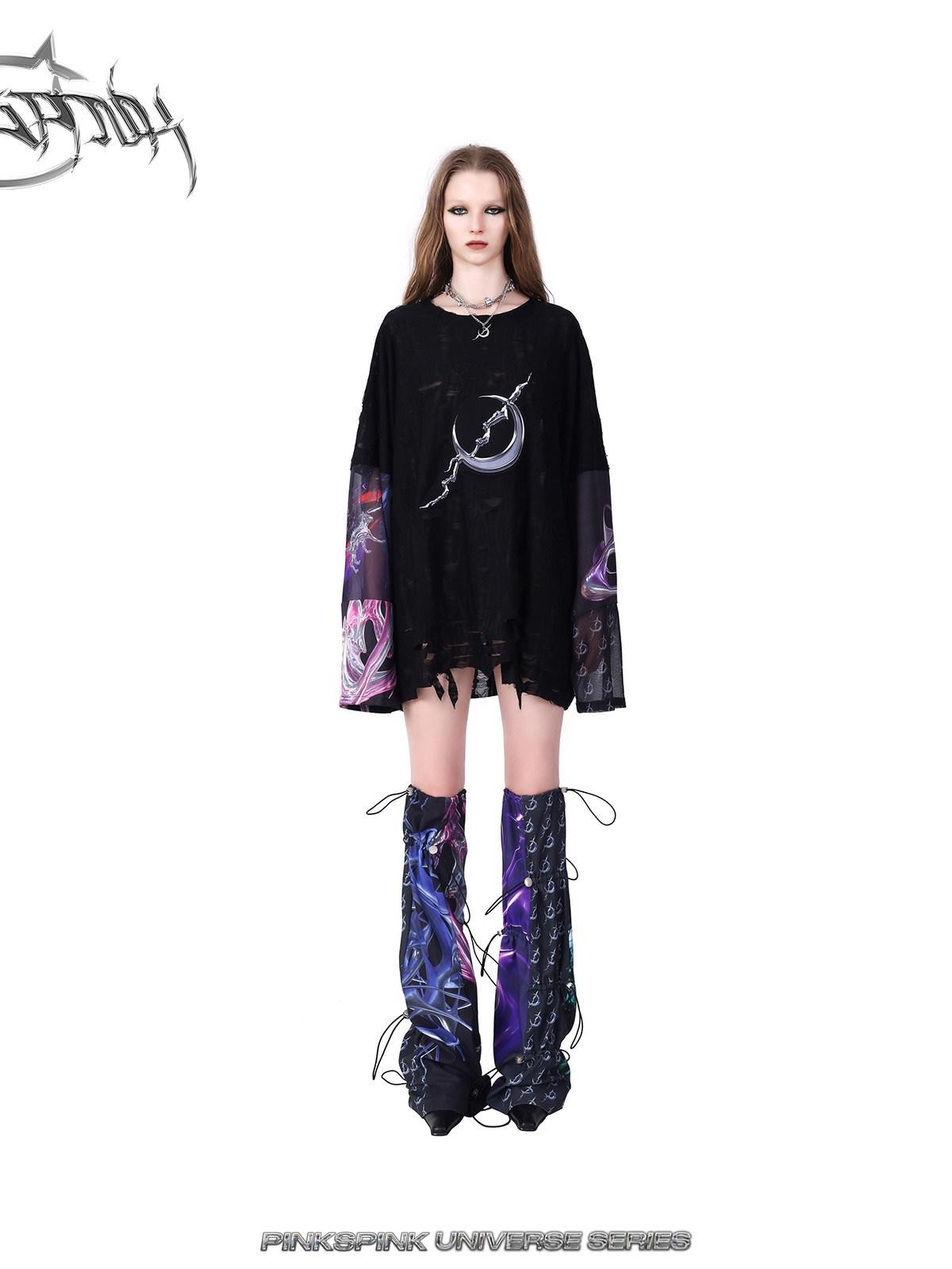 PINKSPINK Cosmic Impact Asymmetric Patchwork Convertible Y2k Women's Leg Warmers