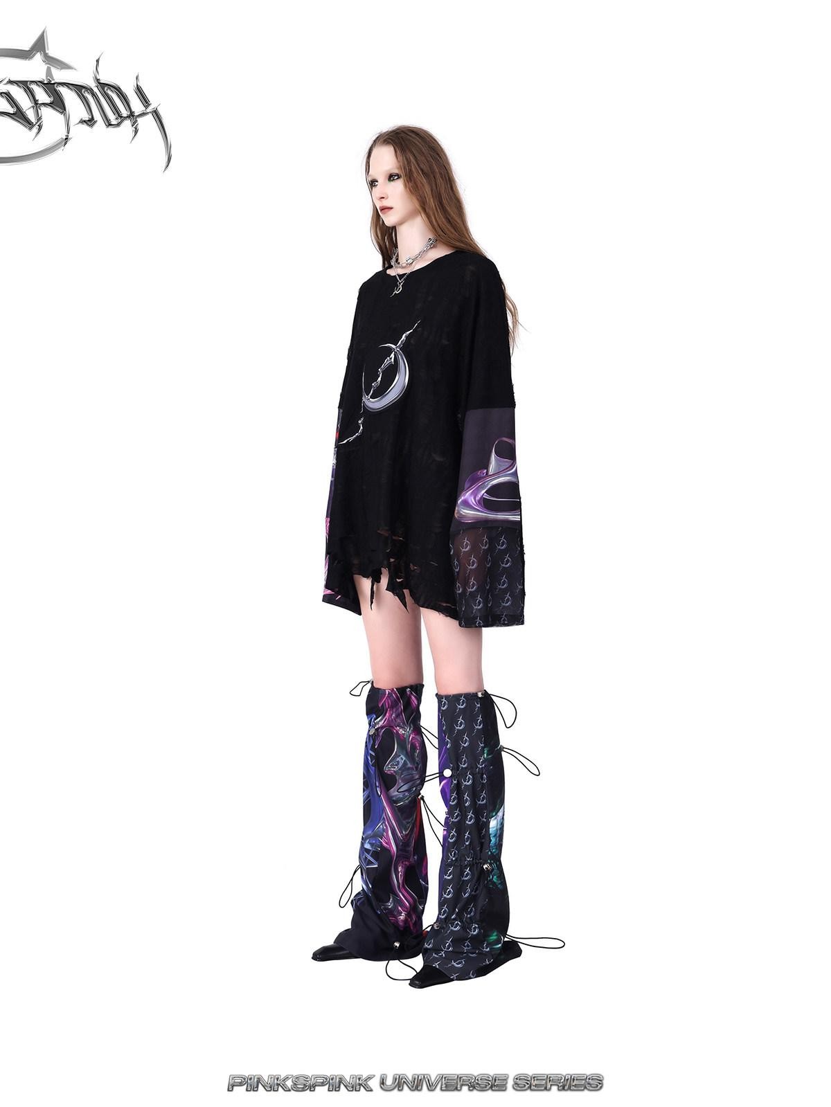 PINKSPINK Cosmic Impact Asymmetric Patchwork Convertible Y2k Women's Leg Warmers