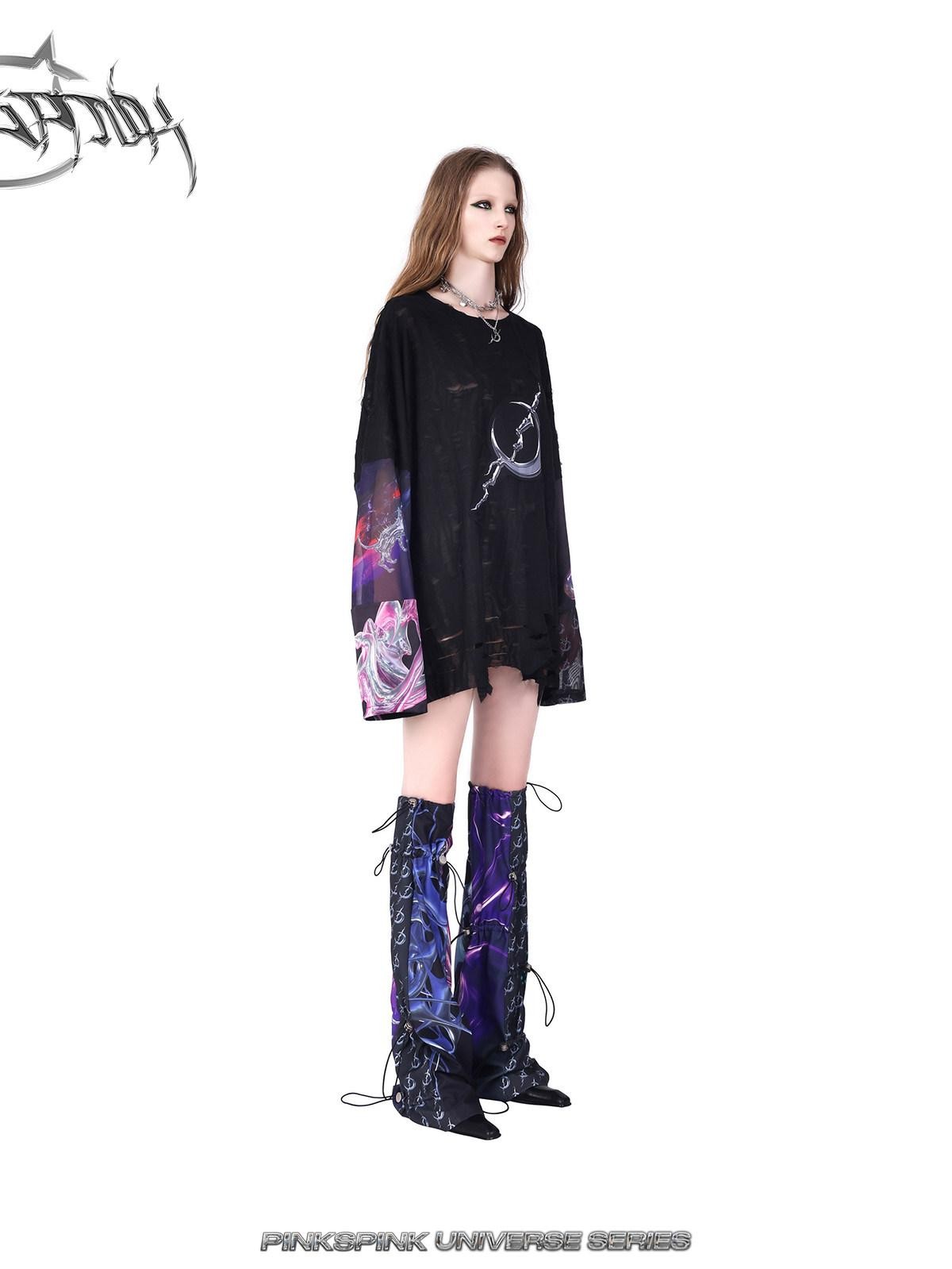 PINKSPINK Cosmic Impact Asymmetric Patchwork Convertible Y2k Women's Leg Warmers
