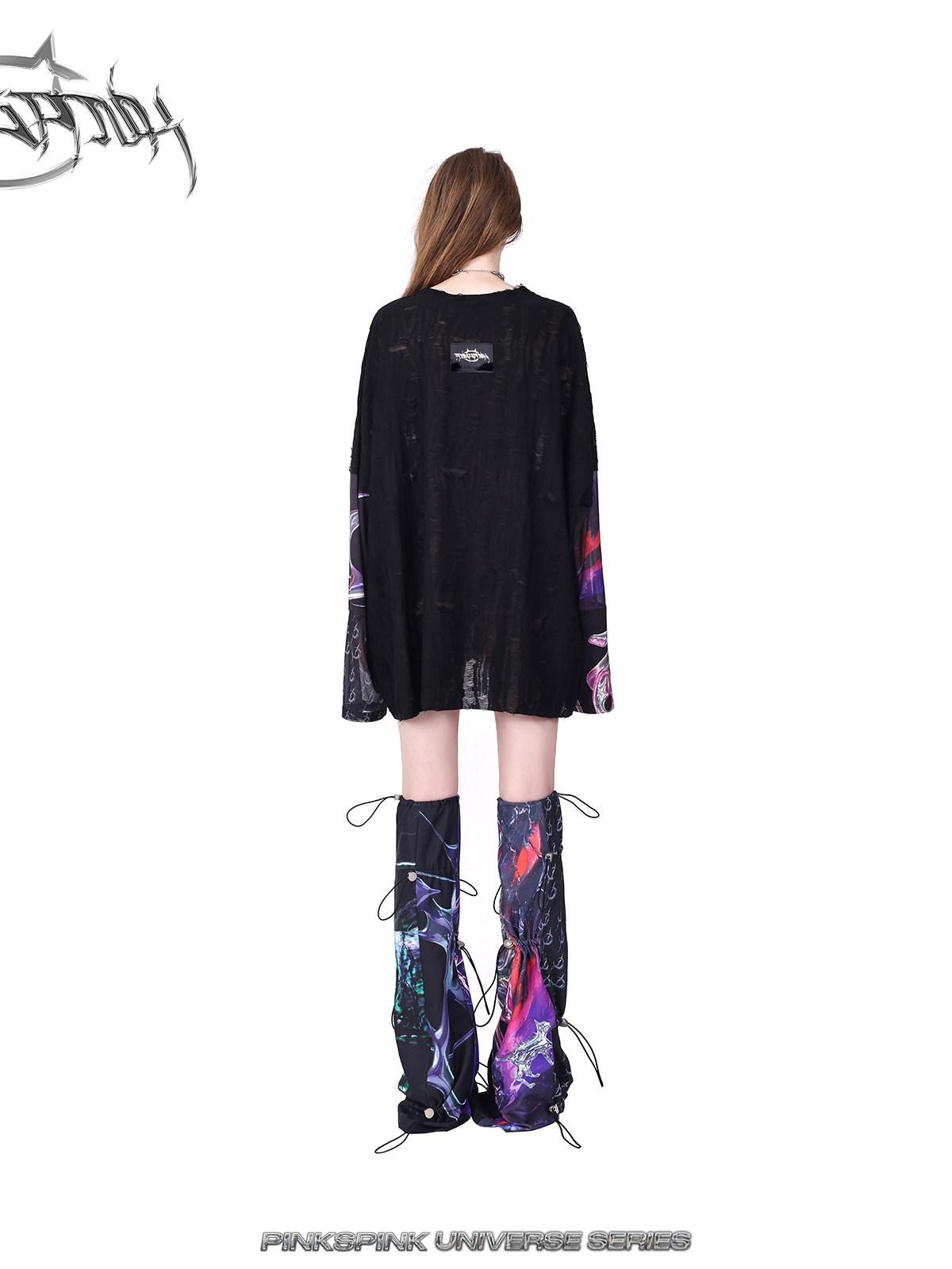 PINKSPINK Cosmic Impact Asymmetric Patchwork Convertible Y2k Women's Leg Warmers
