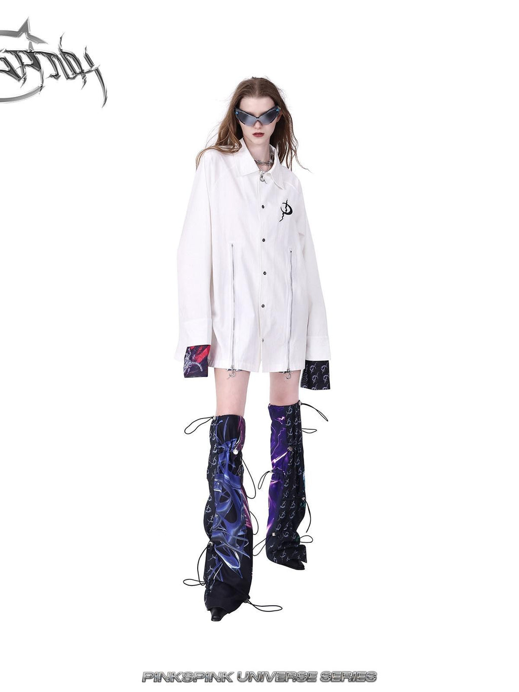 PINKSPINK Cosmic Impact Asymmetric Patchwork Convertible Y2k Women's Leg Warmers