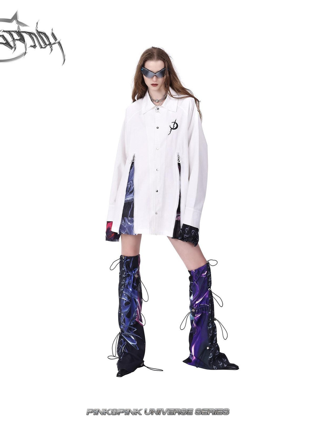 PINKSPINK Cosmic Impact Asymmetric Patchwork Convertible Y2k Women's Leg Warmers