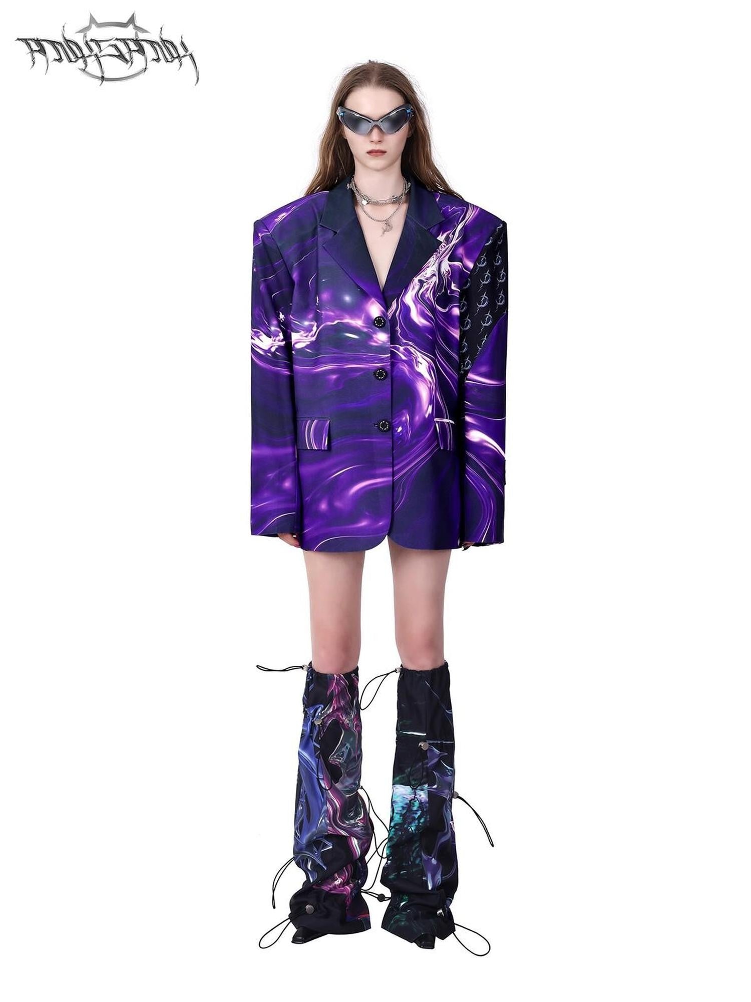 PINKSPINK Cosmic Impact Asymmetric Patchwork Convertible Y2k Women's Leg Warmers