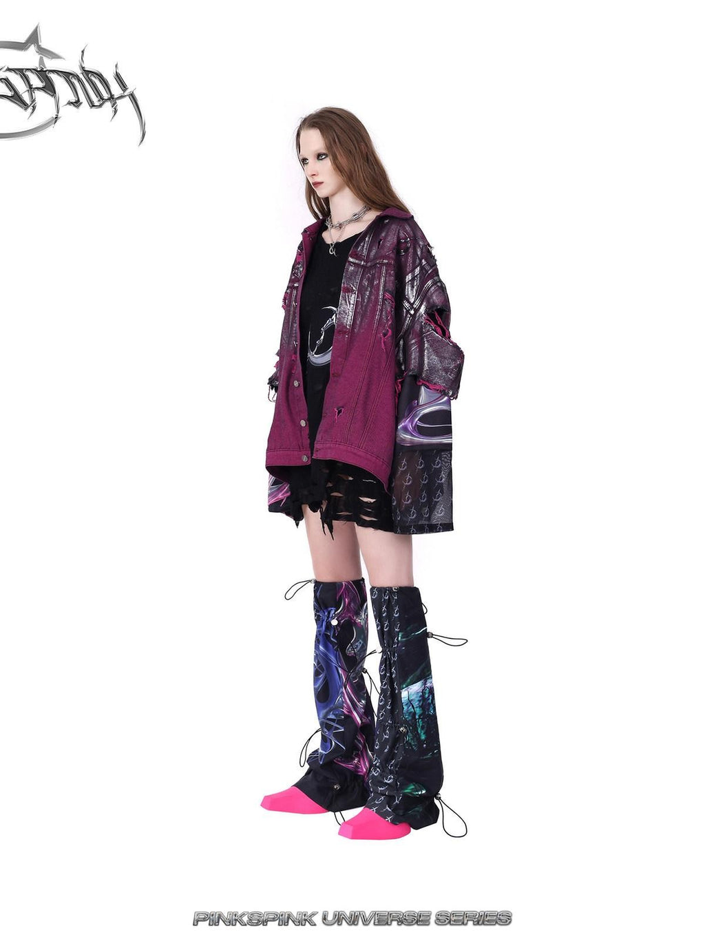 PINKSPINK Cosmic Impact Asymmetric Patchwork Convertible Y2k Women's Leg Warmers